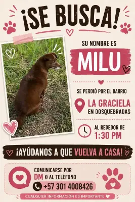 Foto de Milu, reunida con su familia