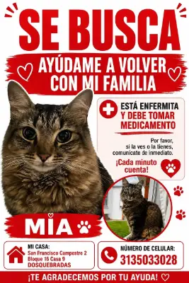 Foto de Mía, reunida con su familia